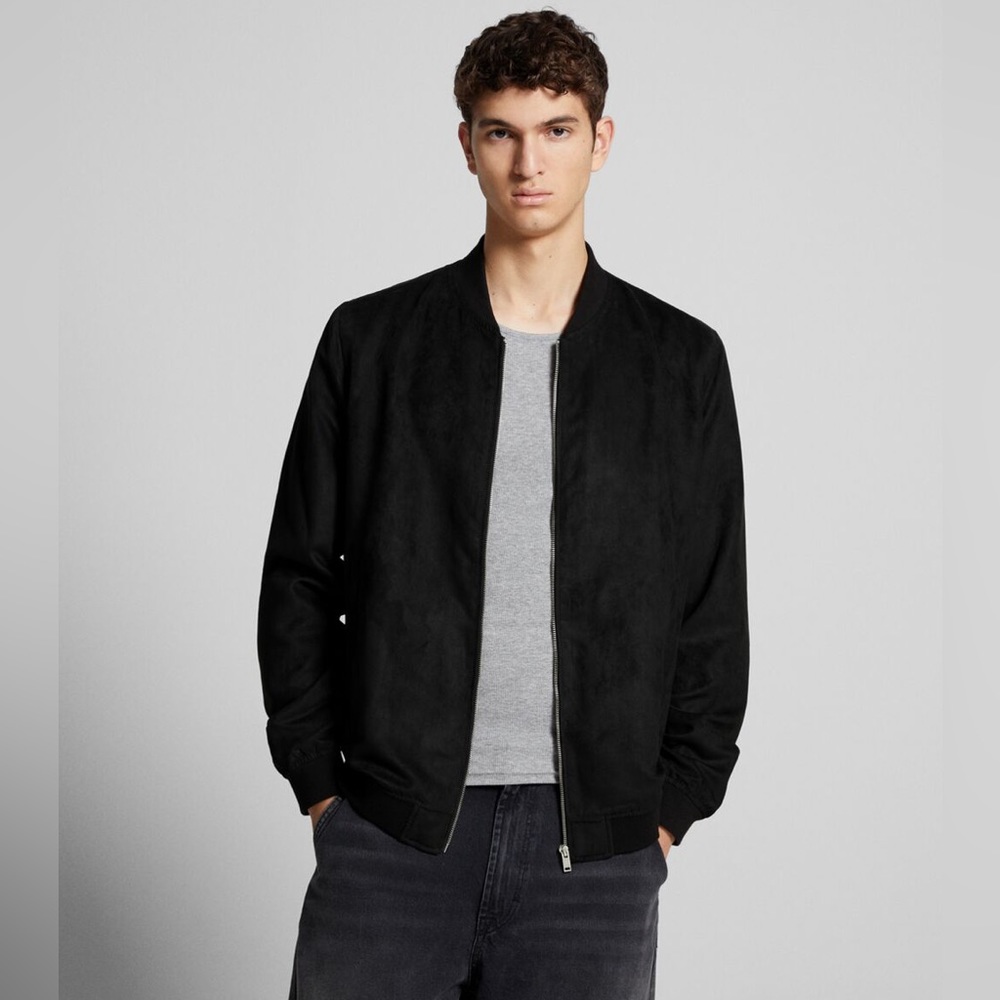 AG Mens Suede Bomber Jacket NWT